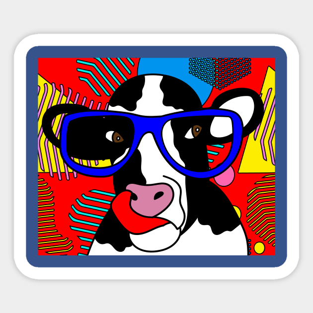 Funny Cow With Sunglasses Muh Sticker by flofin